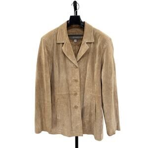 Croft & Barrow Tan Suede Blazer Jacket XL Classic Fall Academia Preppy